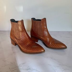Piampiani Cognac Italian Leather Ankle Booties Size 9.5 (40)